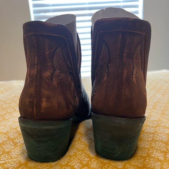 Leather Circle G Cowboy Booties - Brown and Teal Size 6 1/2 - Picture 6 of 9